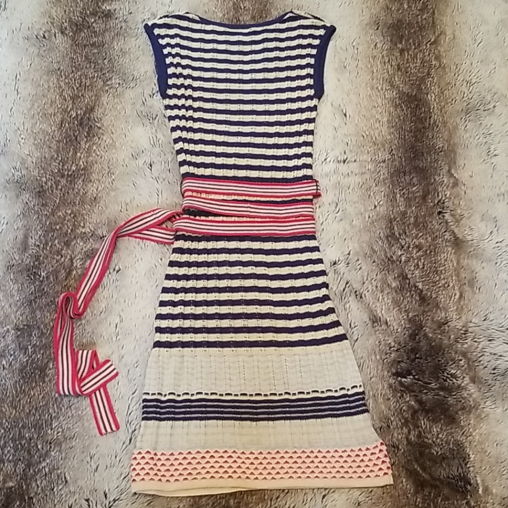 Knit Wrap Dress V Neck, Long Belt. - Picture 12 of 16